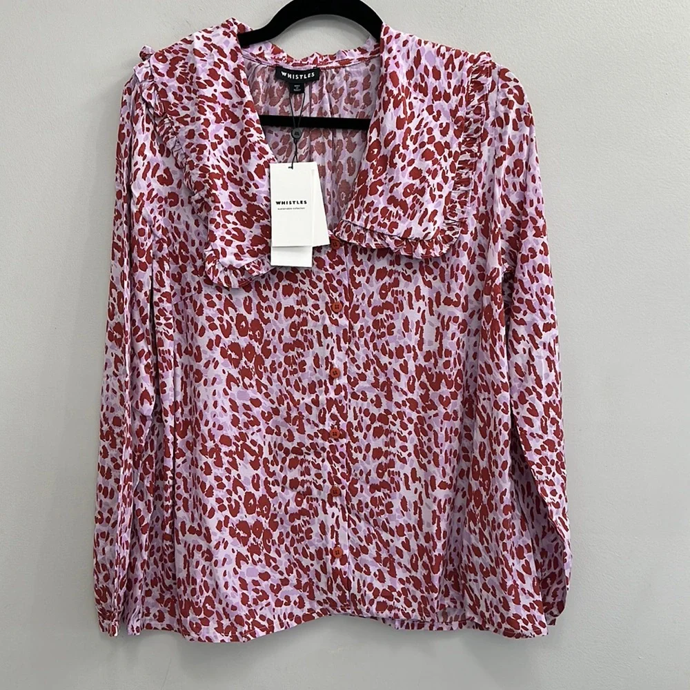 NWT whistles summer cheetah collar top - Picture 5 of 8